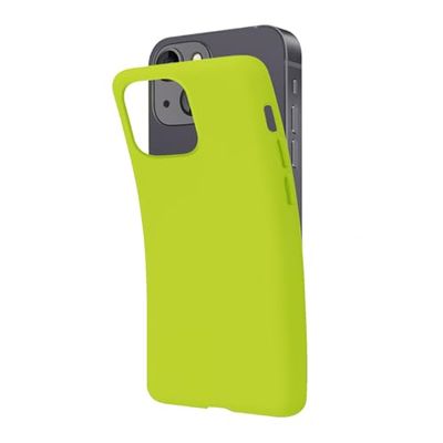 SBS Cover per iPhone 14 Verde Acido Acid Green Pantone 2297 C, Custodia Morbida e Flessibile Antigraffio, Cover Sottile e Comoda da Tenere in Tasca, Custodia Compatibile con Ricarica Wireless
