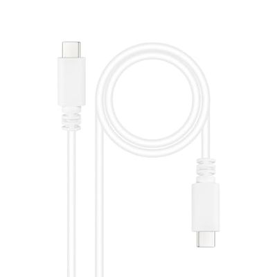 NANOCABLE 10.01.2301-W - USB-C naar USB-C 3A kabel, voor mobiele telefoons, tablets, laptops enz. USB 2.0, laadt tot 3 ampère, mannelijk-mannelijk, wit, 1 meter
