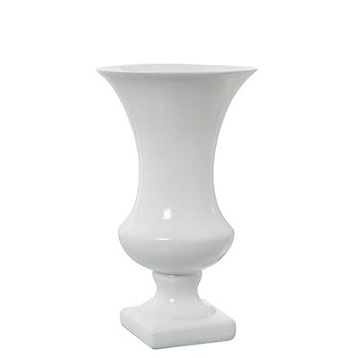 JARRÓN C/PIE CERÁMICA 33CM BLANCO BRILLO_°19X33CM, PIE:11X11CM