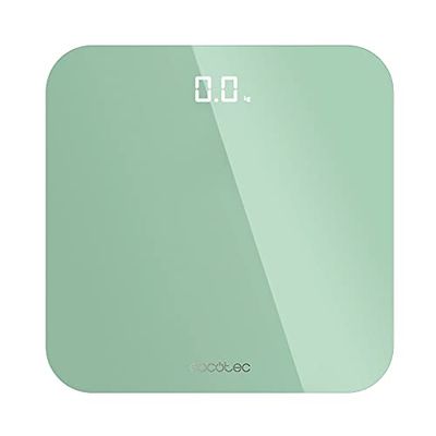 Cecotec Báscula de Baño Digital Surface Precision 9350 Healthy Mint. Carga USB, Pantalla LED Invisible, 300 x 300 mm, 4 Sensores de medición, Hasta 180 Kg
