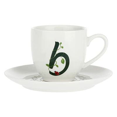 Porcellana Solotua Coffee Cup with Saucer Letter 'B' 3 Oz in Gift Box