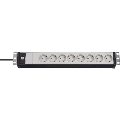 Brennenstuhl Extensão de tomadas premium de 19" para armário Rack com 8 tomadas de corrente (cabo de 3 m, unidade de distribuição, 19" formato para montagem, sem interruptor)