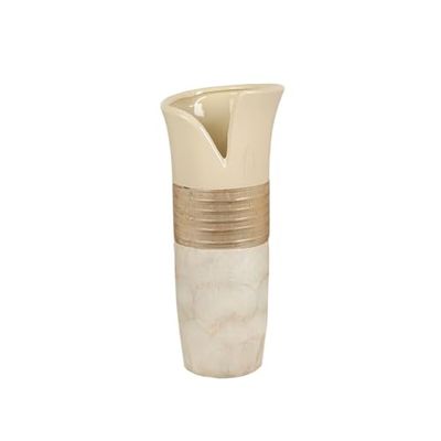 Romimex Vaas, champagne, parelmoer, keramiek, 15 x 35 x 14 cm