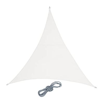 Relaxdays schaduwdoek driehoek, van PES, concave vorm, waterafstotend, zonnezeil met scheerlijnen, 3 x 3 x 3 m, wit