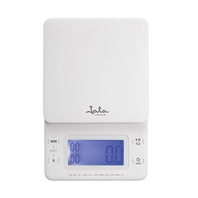 JATA HOGAR HBAL1775 Balance de cuisine numérique avec écran LCD haute précision jusqu'à 3 kg Indicateur de surpoids et batterie faible avec aimant arrière pour réfrigérateur