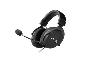 Xtrfy H2, auriculares profissionais para jogar, otimizados para eSports, almofadas extragrandes com espuma viscoelástica, 1 microfone removível, cabo entrançado, preto