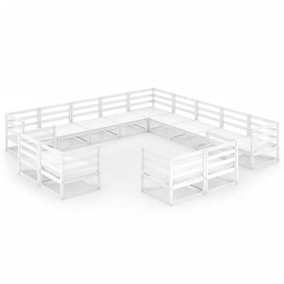 vidaXL Bois de Pin Massif Salon de Jardin 13 pcs Mobilier de Terrasse Ensemble de Meubles d'Extérieur Mobilier de Patio Meubles de Terrasse
