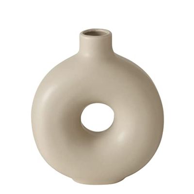 Boltze Set di vasi Lanyo (colore beige, vaso per fiori in ceramica, forma rotonda, dimensioni 17 x 7 x 20 cm, vaso decorativo) 2024829