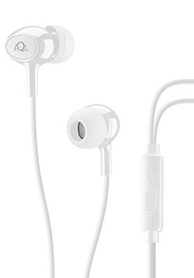 AQL Acoustic | Écouteurs Stéréo Filaires avec Micro et Bouton Réponse Intégré pour Smartphone - Hi FI - Connecteur Jack 3.5mm – Blanc