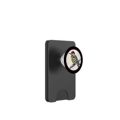 Colorido diseño retro de pájaro chubasquero amarillo PopSockets PopWallet para MagSafe
