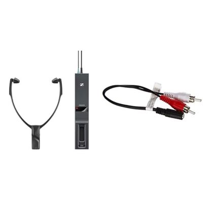 Sennheiser RS 2000 Digital Wireless TV Headphones - Black & Goobay 50092 audiokabel jack 3,5 mm naar chinch-adapter, 3,5 mm AUX-aansluiting naar chinch-stekker (L/R), 0,2 m