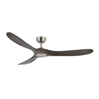 Brightium Ventilateur CC 3 pales en chêne, sans lumière, 6 vitesses, télécommande, minuteur, 152 cm de diamètre