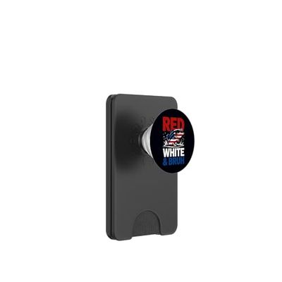 Divertida pesca patriótica roja blanca y Bruh para el 4 de julio PopSockets PopWallet para MagSafe