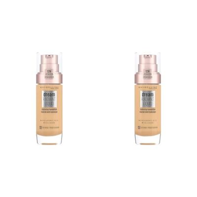 Maybelline Foundation, Dream Radiant Liquid Hydrating Foundation with Hyaluronic Acid and Collagen - Lightweight, Medium Coverage Up to 12 Hour Hydration - 48 Sun Beige (Pack of 2)