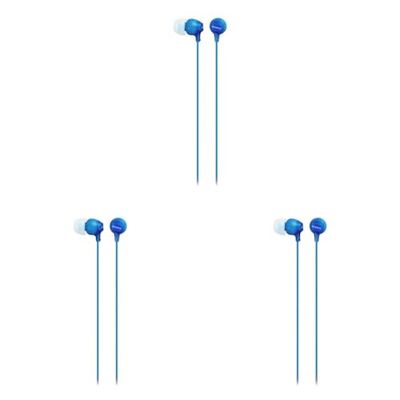 Sony MDR-EX15AP - Cuffie in-ear con microfono, Auricolari in silicone, Blu (Confezione da 3)