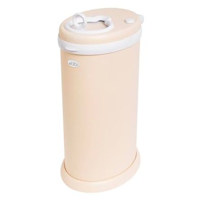 Ubbi Roestvrij staal Nappy Pail, Geurvergrendeling, Geen speciale tas nodig, Award-Winning, Registry Must-Have, Oat Milk