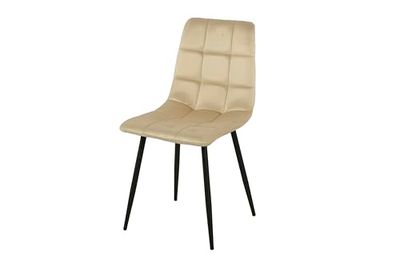 SILLA TAPIZADA BEIGE PATAS METAL