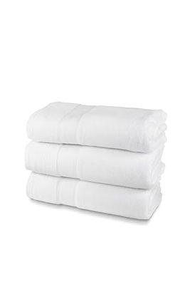 HH HERMET HOTELLERIE Set Asciugamani Bagno In Spugna 100% Cotone, 3 Asciugamani Viso, Confezione da 3 Pezzi, cm.60x100, 550 gr/mq, Ideali per B&B e Hotel, Resistente ai Lavaggi, Bianco, Linea Luxury