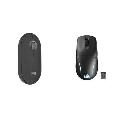 Logitech Pebble Mouse 2 & Corsair M75 Wireless RGB Souris de Jeu