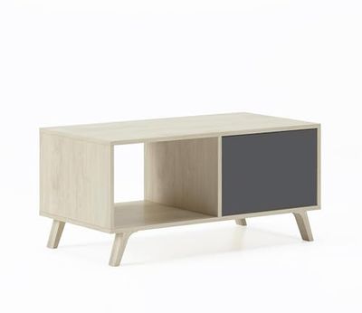 Skraut Home - Salontafel - 45 x 92 x 50 cm - Lage tafel Ideaal voor woonkamer of eetkamer - Windmodel - Bestand hout - Hulpmeubels - Puccini/Grijze Afwerking