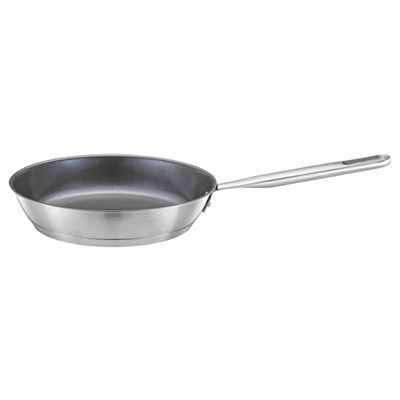 Fiskars Frying Pan, Diameter 24 cm, Coated Pan, Suitable for All Hobs, Recycled Stainless Steel, All Steel, Silver, 1064743