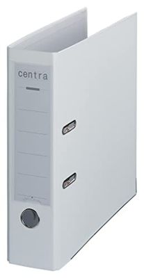 Centra Standard Folder (Grey Cardboard RC, Laminated with PP Film, A4, 8 cm Spine Width, Chromos) White, Pack of 20