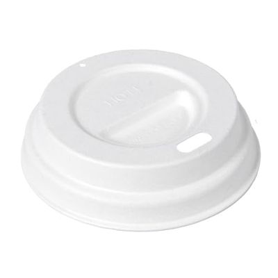 50 unités - Couvercles pour verres à café 120 ml 'Bionic' Ø 6,2 cm blanc Bagasse