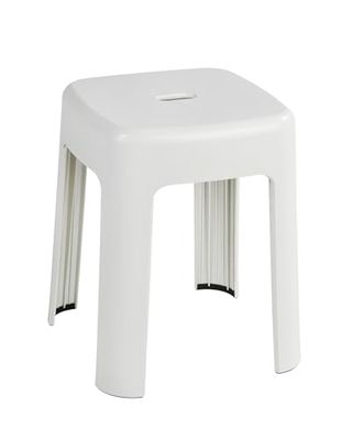 Wenko Taburete Alaska - Taburete baño, Polipropileno, 37 x 45.5 x 37 cm, Blanco