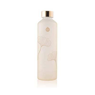 EQUA Drinkfles van glas met matte afwerking, 750 ml, borosilicaatglas, BPA-vrij en lekvrij, ginkgo