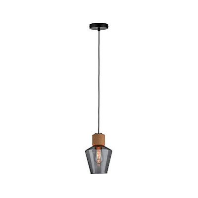 Paulmann 79740 Luminária pendente Neordic Edla máx. 1 x 20 W, lâmpada para E27, candeeiro de teto, vidro fumado/cortiça/preto 230 V sem fonte de luz