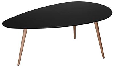 Ibbe Design Owalny Stolik Kawowy Fly Matowy Stolik do Salonu Stolik Pomocniczy do Sypialni, Czarny, Drewno (buk), MDF, z Nogami z Litego Drewna, 116x66x45 cm
