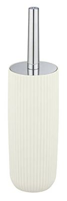 WENKO Kit d'accessoires pour WC Agropoli blanc crème, support fermé pour le rangement de la brosse en plastique haute qualité et à la surface structurée, sans BPA, brosse WC hygiénique, Ø 10 x 36,5 cm