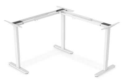 DIGITUS Pied de Table réglable en Hauteur électrique - Fonction mémoire - 3 Moteurs - Panneau de Commande - Système Anti-Collision - Forme en L à 90° - pour Les Plateaux de Table Courants - Blanc