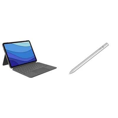 Logitech Slim Combo Touch Tastaturcase Trackpad für iPad Pro 11“ (1./ 2./3.Gen) & Logitech Crayon digitaal potlood voor iPad (iPads met USB-C-poorten) - Zilver