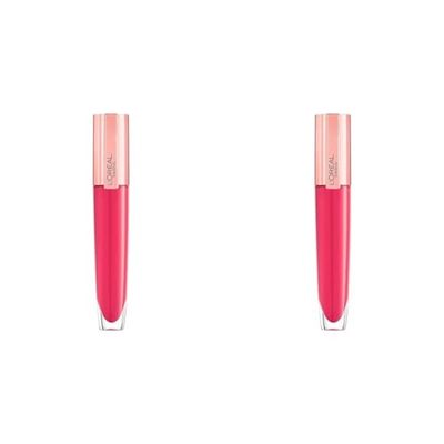 L'Oréal Paris Lip Gloss, Plumping and Hydrating, with Hyaluronic Acid and Collagen Complex, Glow Paradise Balm-In-Gloss, 408 I Accentuate (Pack of 2)