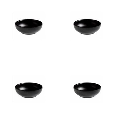 Lion | Lot de 4 bols à doigts alimentaires | bol rond en mélamine | idéal pour les doigts, les apéritifs et les sauces (Noir)