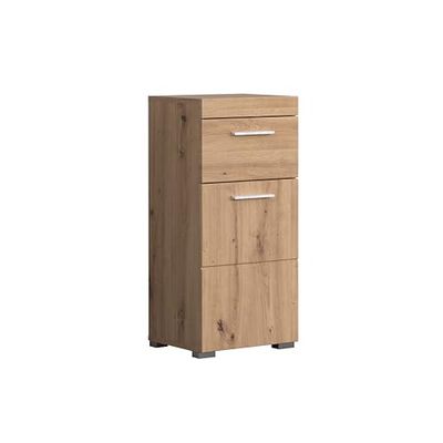 trendteam smart living Komoda łazienkowa Amanda, 37 x 79 x 31 cm w kolorze dębu sękatego z dużą ilością miejsca do przechowywania