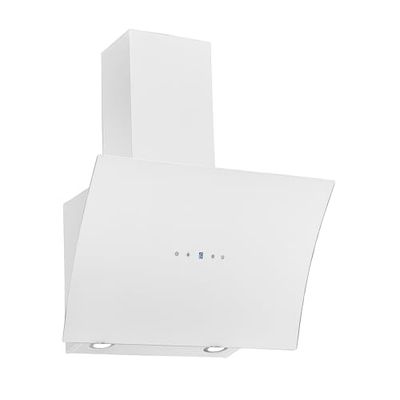 Respekta Hotte aspirante sans hotte/Hotte inclinée 60 cm/Boîtier métallique avec écran en verre blanc/Fonction évacuation et recyclage de l'air / CH55060WA++ / A++ / 42 – 63 dB