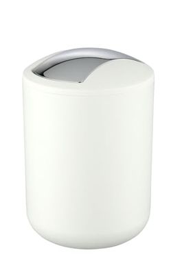 WENKO Poubelle Salle de Bain, Mini Poubelle Salle de Bain 2L, 14x21x14 cm, Blanc