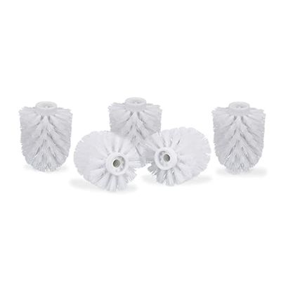 Relaxdays toiletborstelkop, set van 5, schroefdraad 9,5 mm, diameter 7 cm, reserve, losse wc-borstel, wit
