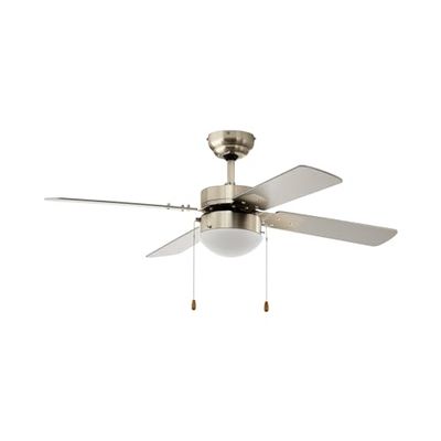 EGLO ventilador de techo Gelsina de 4 aspas con cadena de accionamiento y iluminación y funcionamiento en verano-invierno, material de las aspas MDF en plata, motor AC, diámetro 106,6cm