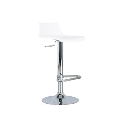 STONES HOME FURNITURE, Sgabello in Polipropilene con Struttura in Metallo, Sgabello Bar e Cucina Regolabile con Alzata a Gas, Modello Fred, Colore Bianco e Grigio Cromato, 39 x 41 x 72/94 cm