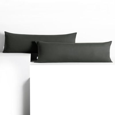 DecoKing 2 örngott 40 x 145 cm, jersey bomull dragkedja grafit bärnsten