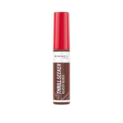 Rimmel London, Thrill Seeker Glassy Gloss, 800 Chocolate Glaze, Gloss, Idratante, Labbra dall’aspetto sano, Maxi applicatore, Applicazione omogenea, Formula vegana, 10 ml