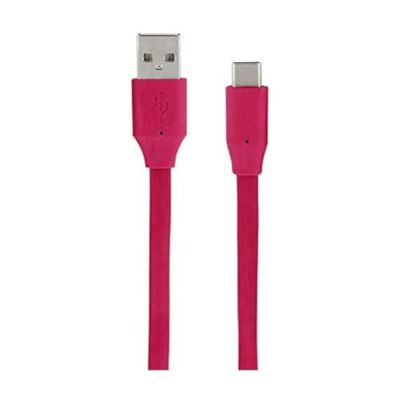 Mooov 732065 USB-A/USB-C kabel, plat, data en opladen, framboos, 1 m