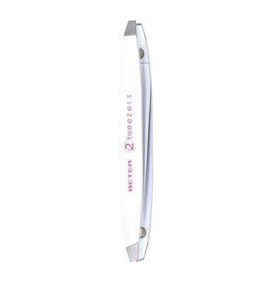 BETER - Pinzetta sopracciglia con doppia punta - Pinzette sopracciglia 2 Tweezers - Pinzetta con punta retta - Pinzette con punta obliqua - Sistema di magneti - Pinzetta sopracciglia professionale