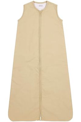 Meyco Baby Woven Uni babyslaapzak, slaapzak (100% katoen, huidvriendelijk, nauwsluitend, lange ritssluiting, zomerslaapzak baby, afmeting: 90 cm), zand