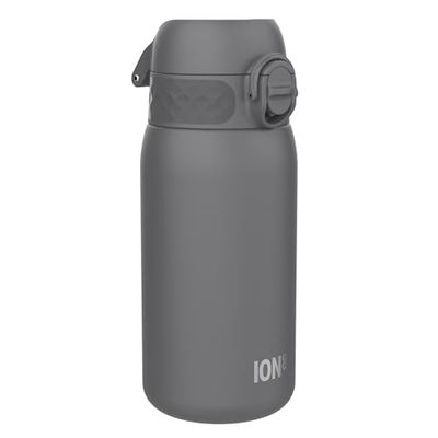 ION8 Botella Termica de Agua Acero Inoxidable para Niños, 320ml / 11oz, a Prueba de Fugas, Fácil de Abrir, Cerradura Segura, Aptas para Lavavajillas, Asa de Transporte, Fácil de Limpiar, Gris