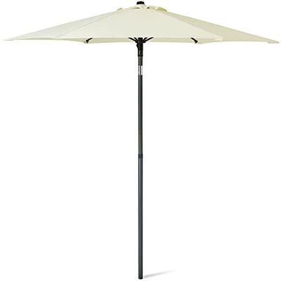 SUNMER Parasoll 2 m trädgårdsparaply solskydd push-up med lutning |vattenavvisande polyester UV 30+, stångbredd 32 mm – elfenben