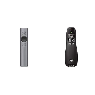 Logitech spotlight presenter, puntatore laser per presentazioni wireless, 2,4 ghz e bluetooth & r400 puntatore laser per presentazioni wireless, 2.4 ghz e bluetooth, ricevitore usb